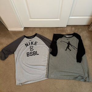 Nike rate Swingman Gray and Black Long Sleeve Tees